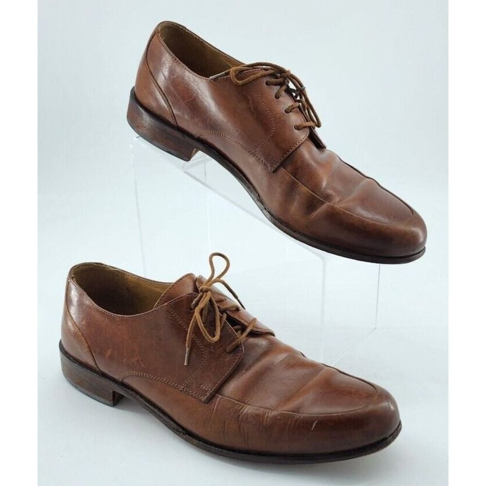 JOHNSTON & MURPHY Soft Brown Italian Oxford‎ Lace Up Dress Shoes Men's Size 12M